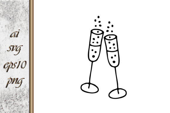 Celebrate with Style: The Glass Wedding Toast Sketch Vector