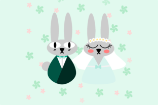 Charming Bunny Couple Wedding Illustration for Creative Projects