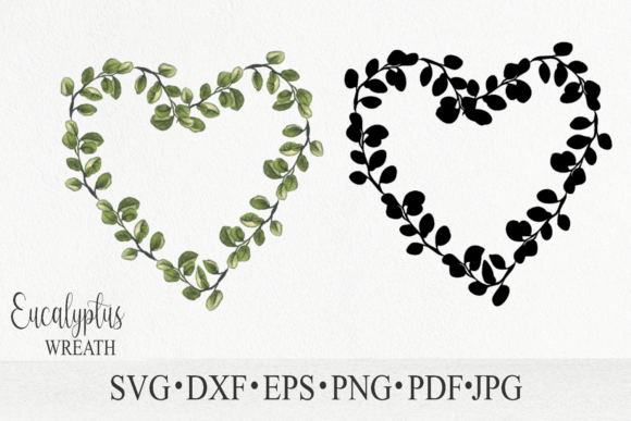 Charming Eucalyptus Heart Frames for Wedding Invitations