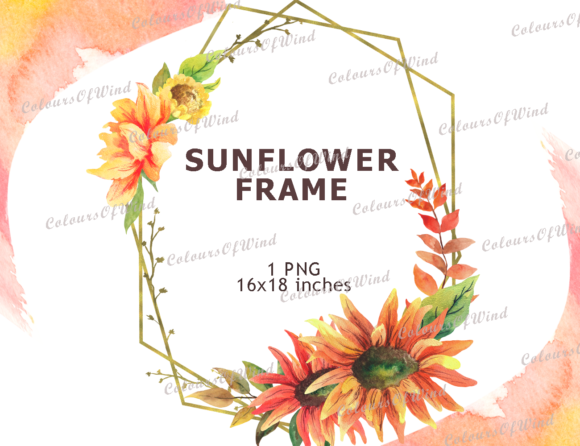 Crafting Elegance: Sunflower Gold Wedding Frame Logo PNG