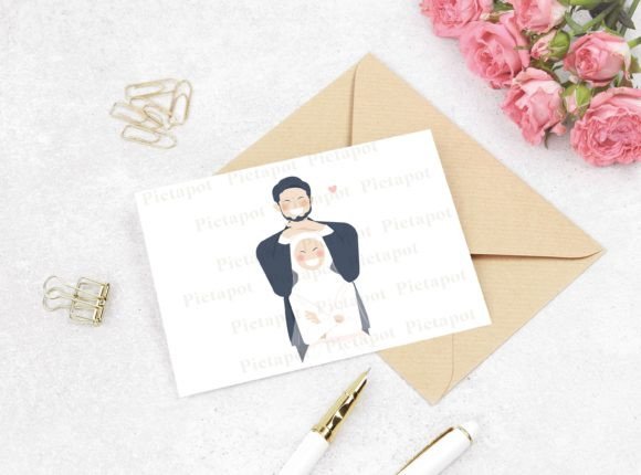 Cute Muslim Couple Wedding Illustration: A Designer's Guide to Elegant Invitations