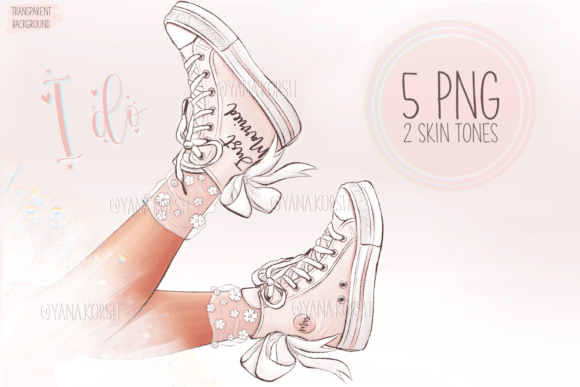 Modern Wedding Charm: Styling Bride's Sneakers Clipart for Design