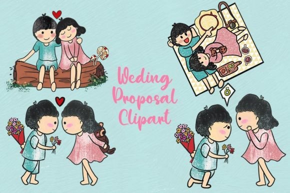 Romantic Wedding Proposal Clipart for Your Creative Projects